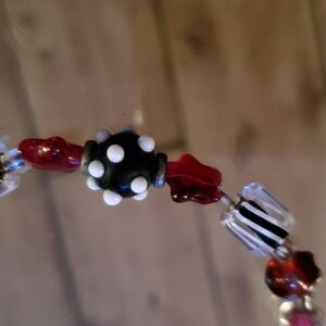 Red and Black Glass Beaded Bracelet